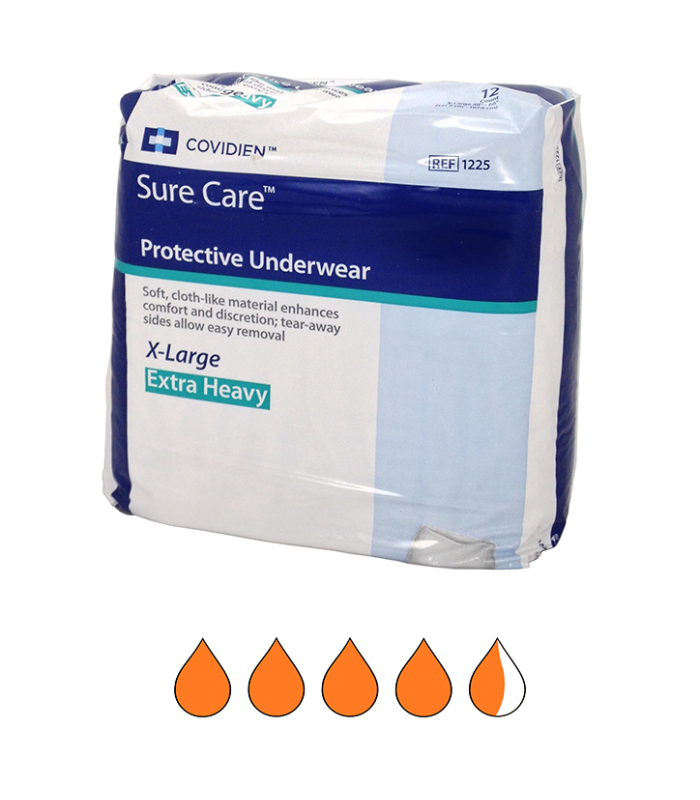 Sure Care™ Plus Absorbent Underwear, White, X-Large, 56/CS, 439577_CS