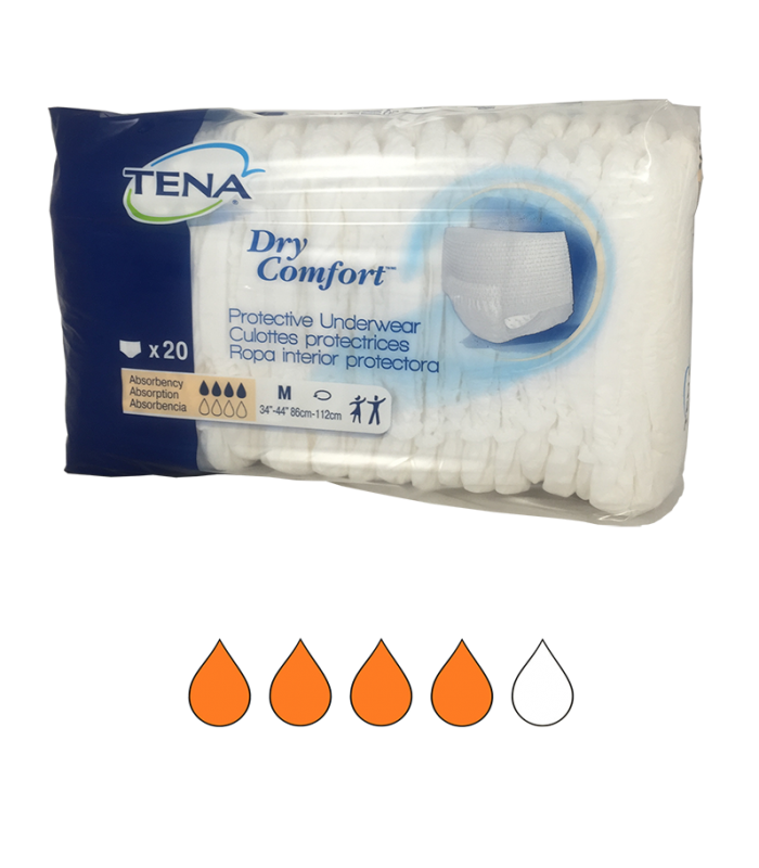 TENA Extra Protective Underwear, Med 34- 44, White